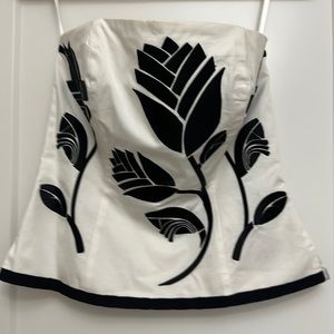 White House Black Market Black and White Floral Top